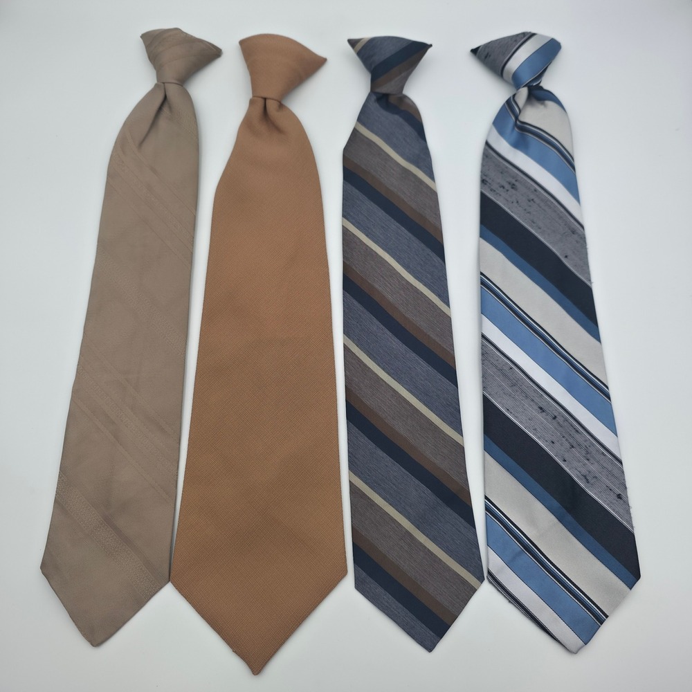 Vintage Clip On Necktie Lot 4 Towncraft JCPenney Montgomery Ward Ketch Striped